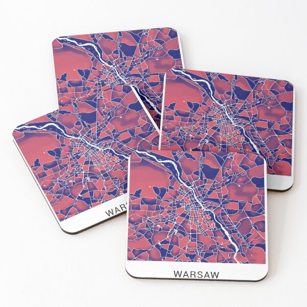 Item preview, Warsaw Poland Named City Map - Red-Blue Duotone designed and sold by StylishStacks.