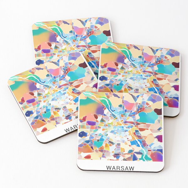Item preview, Warsaw Poland Named City Map - Tropical Rainbow Scheme designed and sold by StylishStacks.