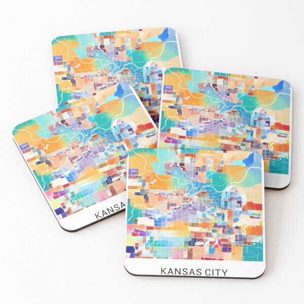 Item preview, Kansas City Missouri Named City Map - Tropical Rainbow Scheme designed and sold by StylishStacks.