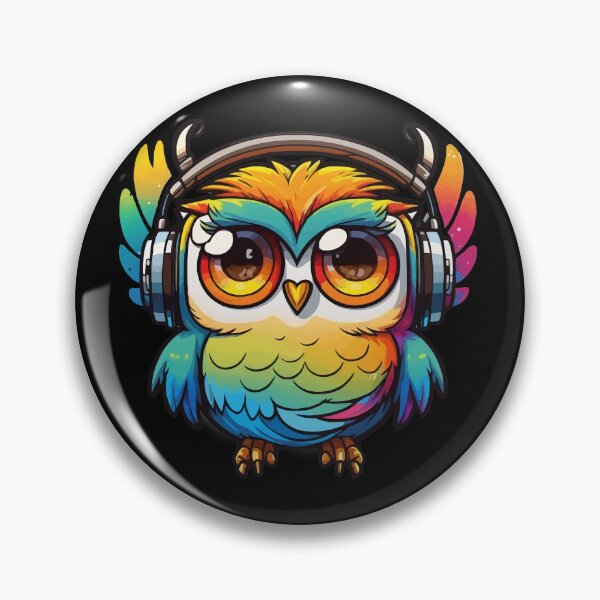 Item preview, Colorful owl waring headphones designed and sold by Brushpalette888.