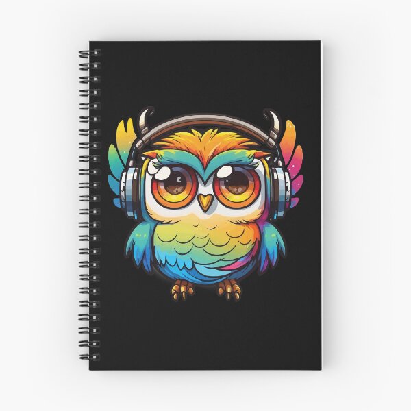 Item preview, Colorful owl waring headphones designed and sold by Brushpalette888.
