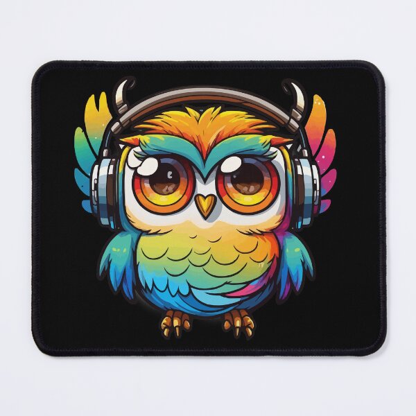 Item preview, Colorful owl waring headphones designed and sold by Brushpalette888.