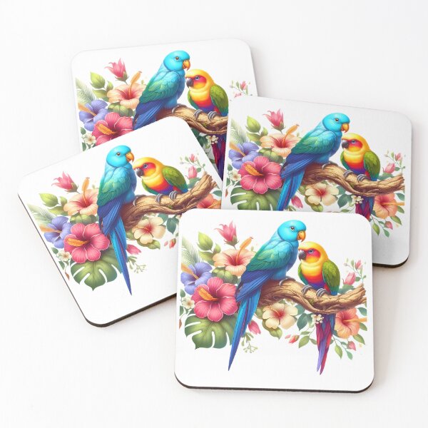 Item preview, Two beautiful parrots are resting on a branch designed and sold by CreativeSparkzz.