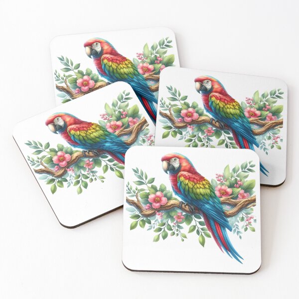Item preview, A beautiful parrot rests on a branch designed and sold by CreativeSparkzz.