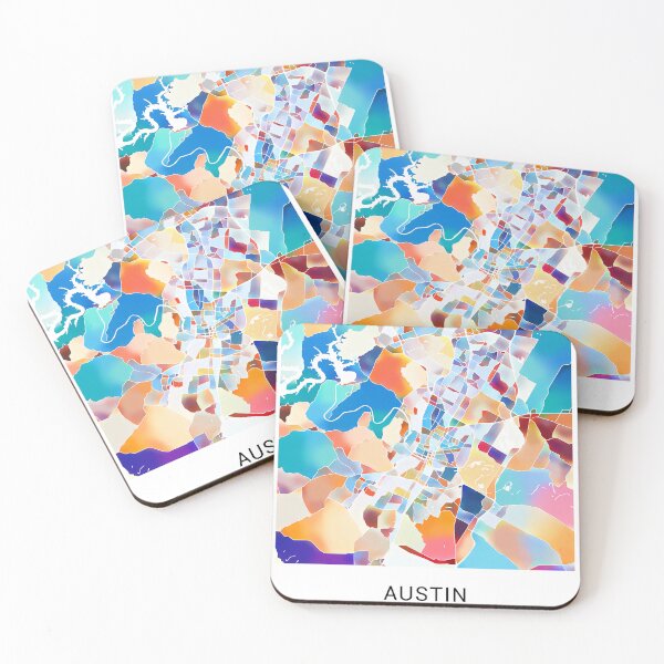 Item preview, Austin Texas Named City Map - Tropical Rainbow Scheme designed and sold by StylishStacks.