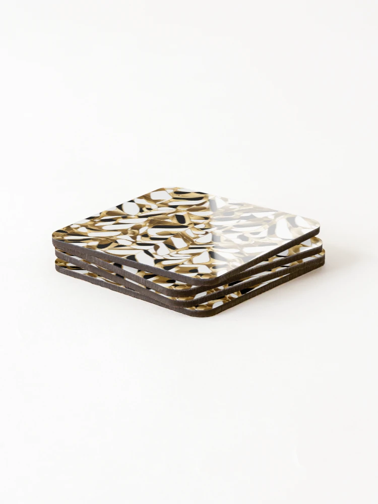 Thumbnail 4 of 5, Coasters (Set of 4), Metallic Pattern: Gold Pattern designed and sold by CreativeSparkzz.
