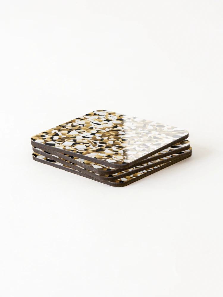 Thumbnail 4 of 5, Coasters (Set of 4), Metallic Pattern: Gold Pattern designed and sold by CreativeSparkzz.