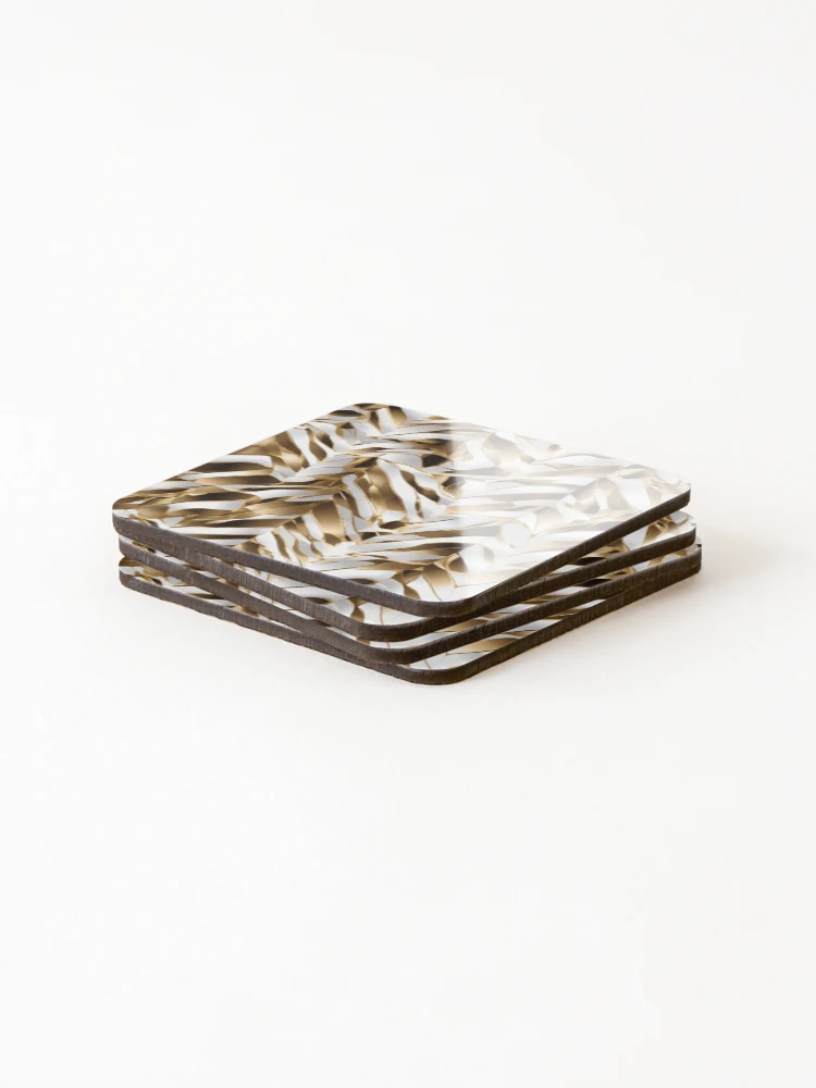 Thumbnail 4 of 5, Coasters (Set of 4), Metallic Pattern: Gold Pattern designed and sold by CreativeSparkzz.