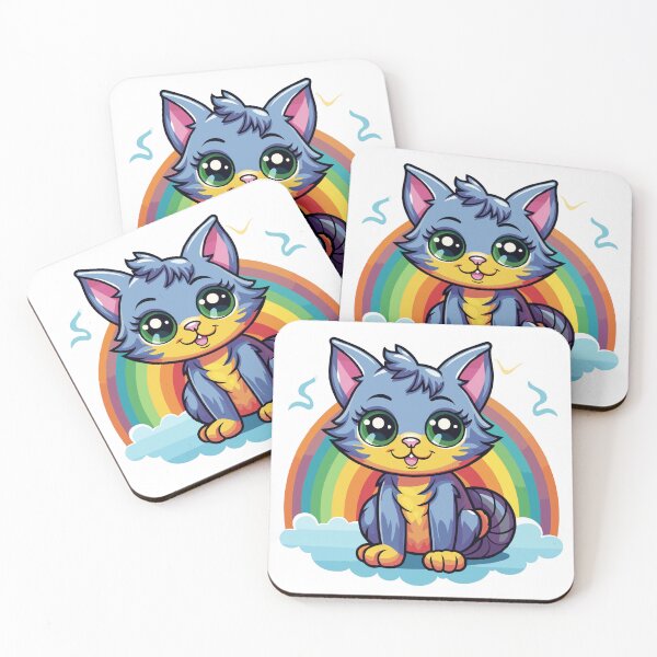 Item preview, Vibrant rainbow kitty art designed and sold by Artifines.