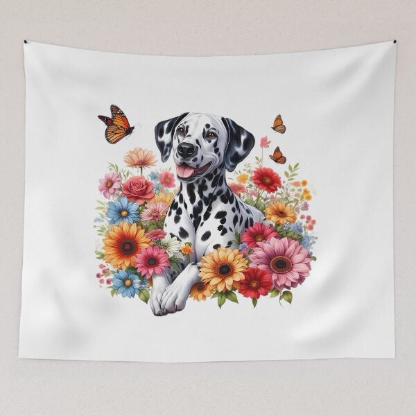 Item preview, A Dalmatian with beautiful colorful flowers designed and sold by CreativeSparkzz.