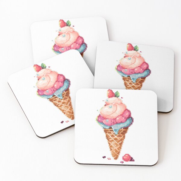 Item preview, Cute Strawberry Ice Cream- Pixel art designed and sold by octoboobs.