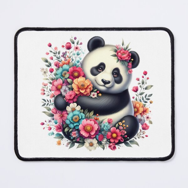 Item preview, A cute panda with beautiful colorful flowers designed and sold by CreativeSparkzz.