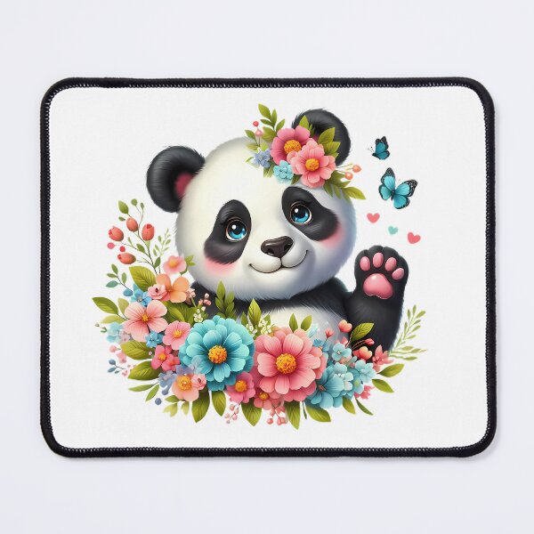 Item preview, A cute panda with beautiful colorful flowers designed and sold by CreativeSparkzz.