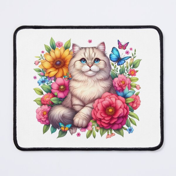 Item preview, A cute cat with beautiful colorful flowers designed and sold by CreativeSparkzz.