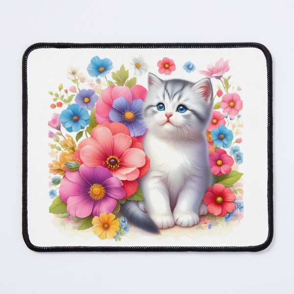 Item preview, A cute cat with beautiful colorful flowers designed and sold by CreativeSparkzz.