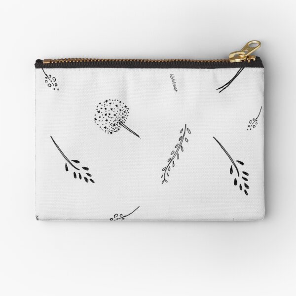 monochrome Meadow Zipper Pouch