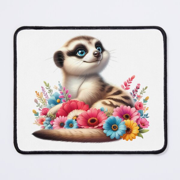 Item preview, A cute meerkat with beautiful colorful flowers designed and sold by CreativeSparkzz.