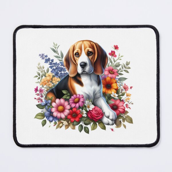 Item preview, A beagle with beautiful colorful flowers designed and sold by CreativeSparkzz.