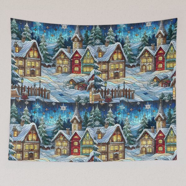 Item preview, Christmas Village Stained Glass designed and sold by Delamoon.