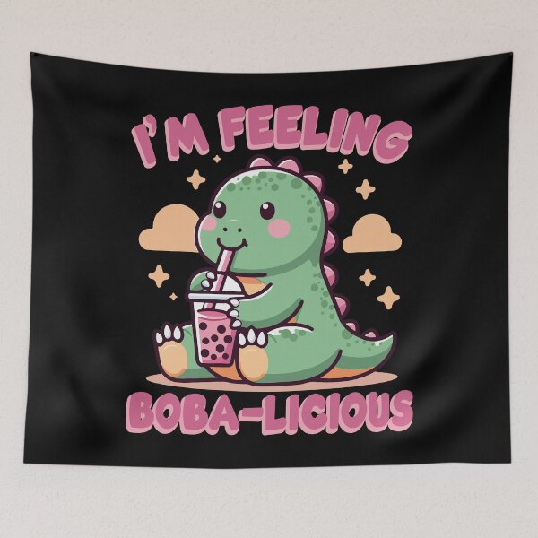 Item preview, I’m Feeling Boba-licious Cute Kawaii Dinosaur With Boba Drink designed and sold by wtfbba.