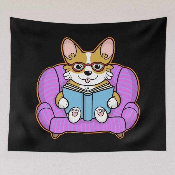 Item preview, Cute Corgi Reading Book designed and sold by DrawsCutePaws.
