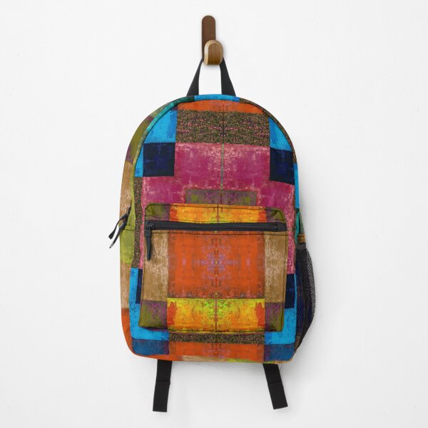 Item preview, bright abstract multi-colored squares patchwork geometric pattern designed and sold by ArtistSunny.