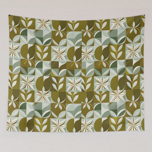 Item preview, Retro, Mid Mod, Abstract Botanical Olive, Mint designed and sold by Prints and Lifestyle.