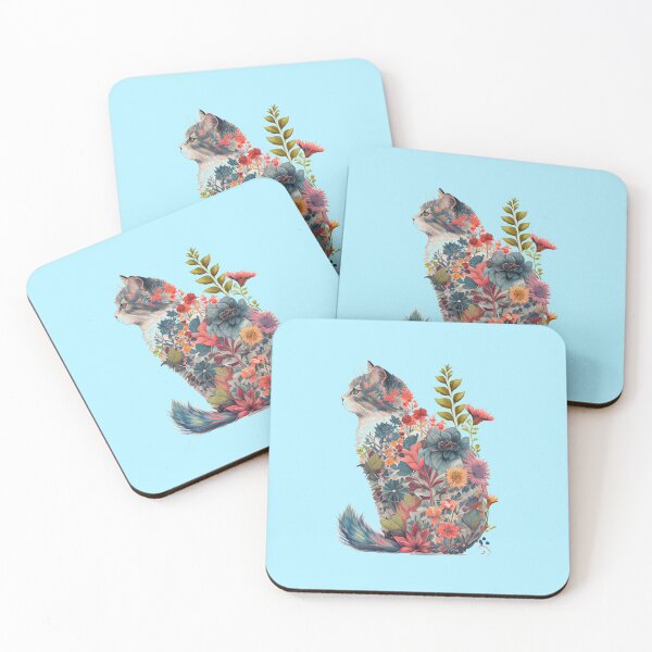 Item preview, Beautiful Floral Cat Kitty Silhouette | Feline | Cute Kitten | I Love Cats | Meow | Flowers | Purrfect designed and sold by MJDezigns.