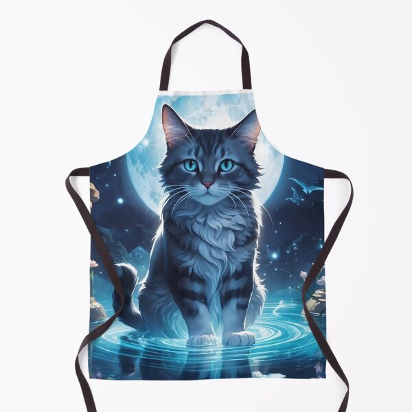 Item preview, Fantasy cat sittin under water in fullmoon night designed and sold by WhiteDoveArt.
