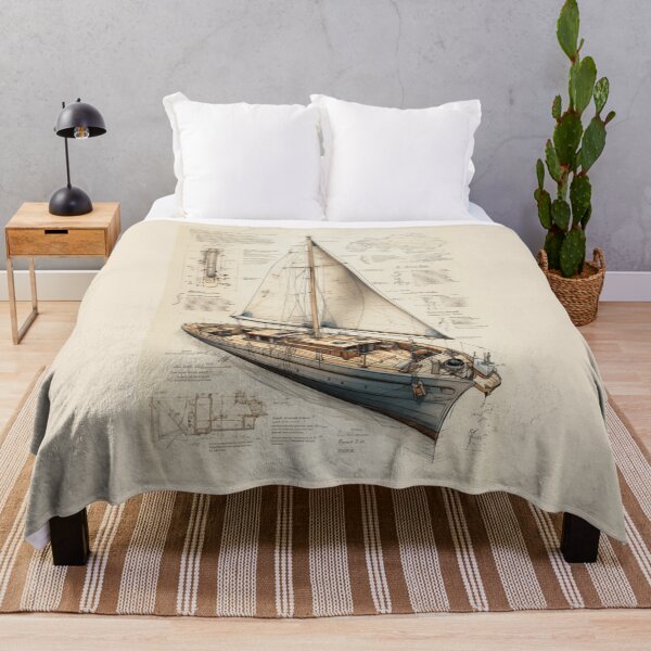 Item preview, Sailboat Vintage Blueprint designed and sold by Sketch-Shack.