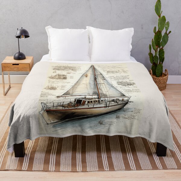Artikelvorschau, Segelboot-Vintage-Blaupause entworfen und verkauft von Sketch-Shack.