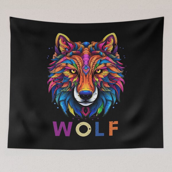 Item preview, Wild Colorful Wolf designed and sold by BAZART-CREATION.