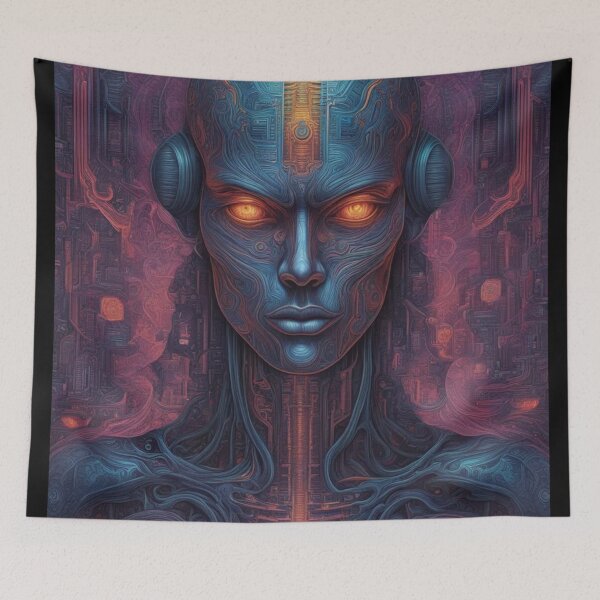 Item preview, Cybergod, Psychedelic Abstract Portrait, Digital Art designed and sold by Burn-Ego.