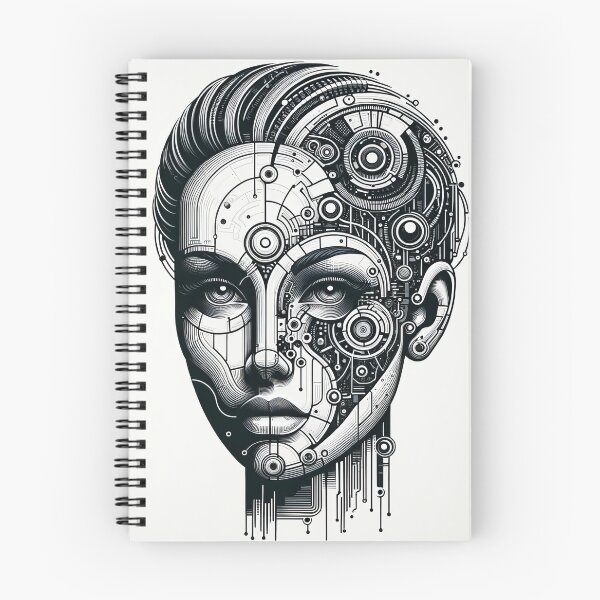 Item preview, Technological Sentience - Cybernetic Woman Portrait designed and sold by SrijanaByAnu.