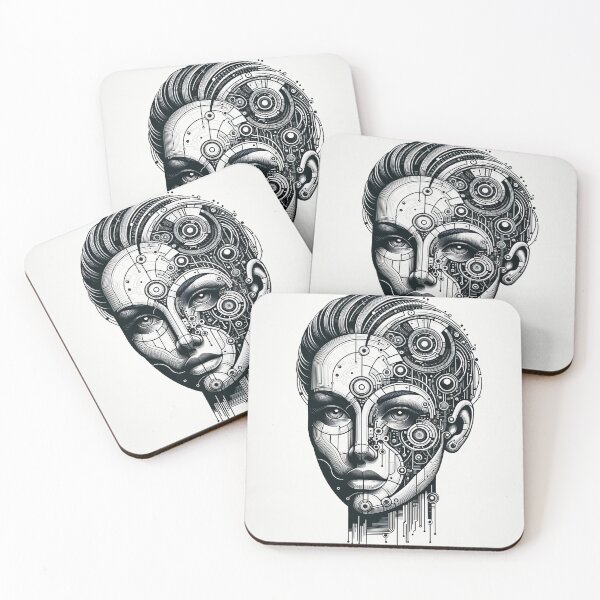 Item preview, Technological Sentience - Cybernetic Woman Portrait designed and sold by SrijanaByAnu.