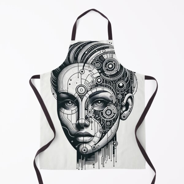 Item preview, Technological Sentience - Cybernetic Woman Portrait designed and sold by SrijanaByAnu.