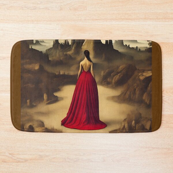 Item preview, Elegant lady in a red dress by the mountains designed and sold by Fantasymachine.