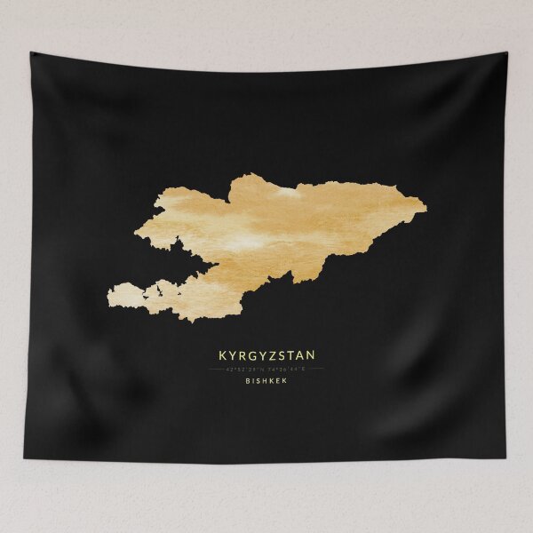Item preview, Kyrgyzstan map in gold color designed and sold by Jerhus.