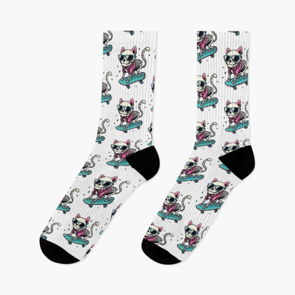 Item preview, Preppy skeleton cat skateboarding  designed and sold by Jam3x.