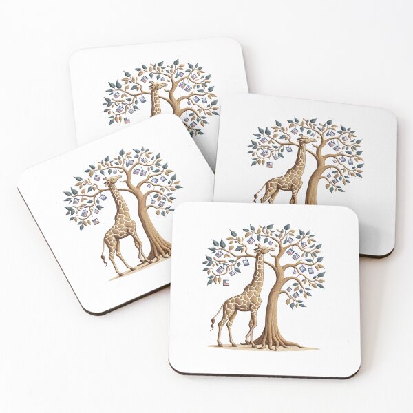 Item preview, Giraffe Reaching Ballots Patch Illustration designed and sold by #Adulting Central.
