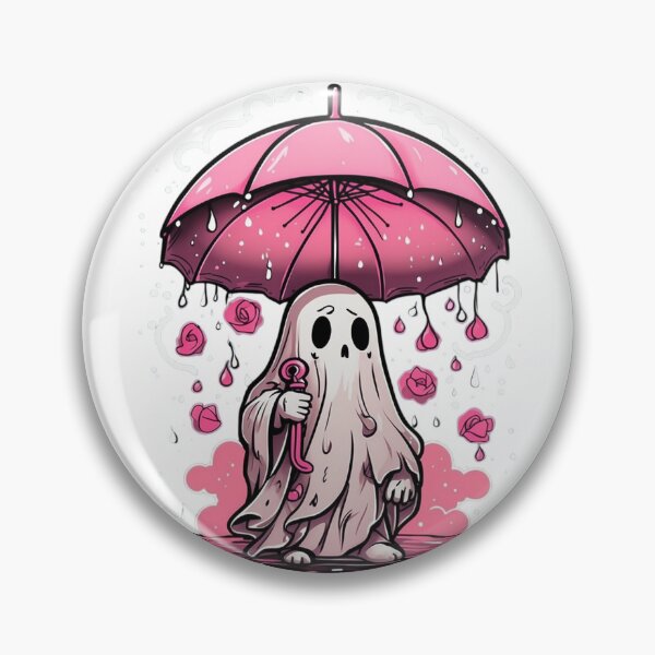 Item preview,  Cute ghost holding pink umbrella in a rainstorm designed and sold by Fatkid11.