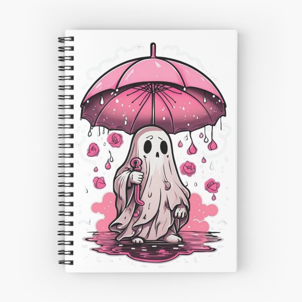 Item preview,  Cute ghost holding pink umbrella in a rainstorm designed and sold by Fatkid11.