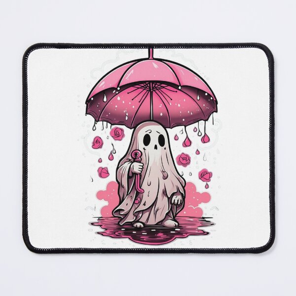 Item preview,  Cute ghost holding pink umbrella in a rainstorm designed and sold by Fatkid11.