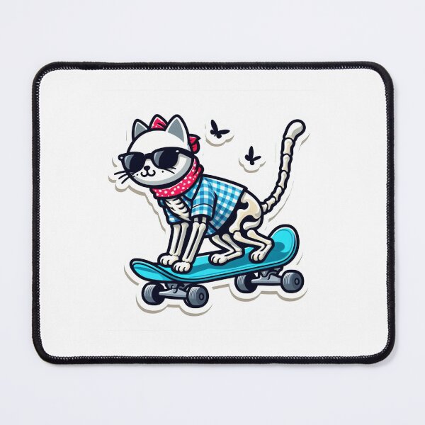 Item preview, Preppy skeleton cat skateboarding designed and sold by Jam3x.