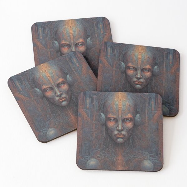 Item preview, Cyber Pharaoh, Psychedelic Abstract Portrait, Digital Art designed and sold by Burn-Ego.