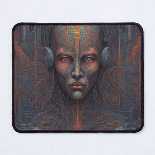 Item preview, Cyber Pharaoh, Psychedelic Abstract Portrait, Digital Art designed and sold by Burn-Ego.