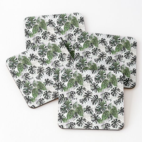 Item preview, Monstera Print in Black and White designed and sold by AroidIsland.