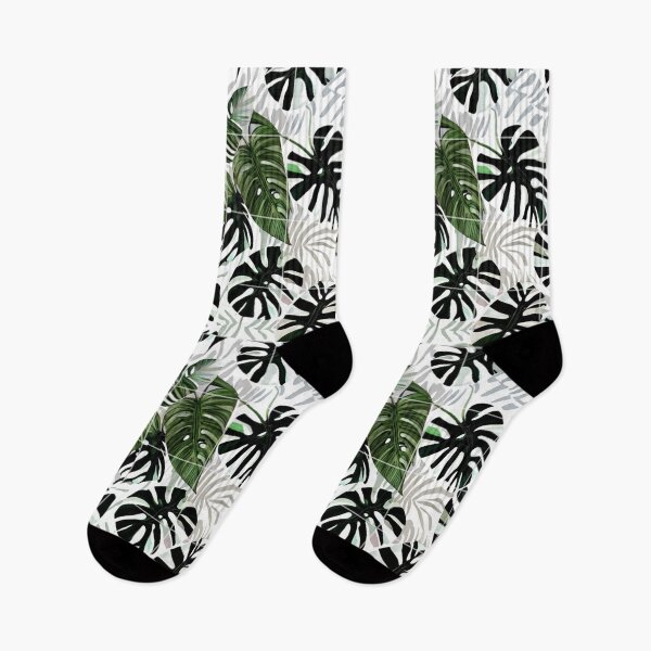 Item preview, Monstera Print in Black and White designed and sold by AroidIsland.