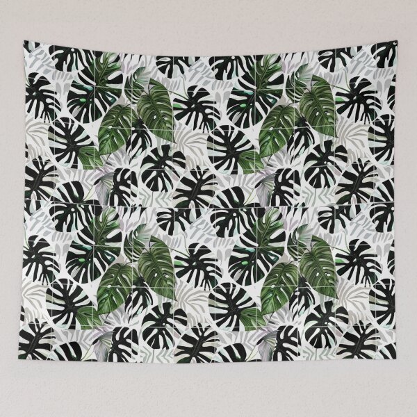 Item preview, Monstera Print in Black and White designed and sold by AroidIsland.