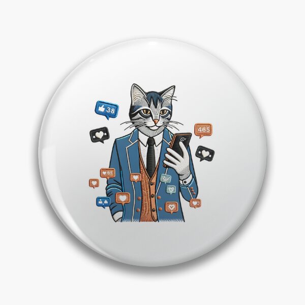Item preview, Social Media Cat Patch Illustration designed and sold by #Adulting Central.